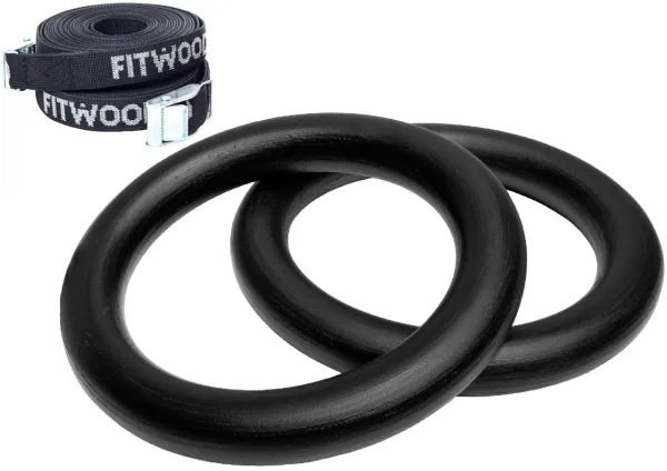 FitWood ULPU MINI Gymnastikringe 28mm - Schwarze Oberfläche / Schwarzer Gurt
