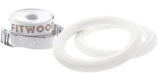 FitWood ULPU MINI Gymnastikringe 28mm - Weiße Oberfläche / Weißer Gurt